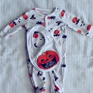 First Halloween Pumpkin 2 Piece Set EUC